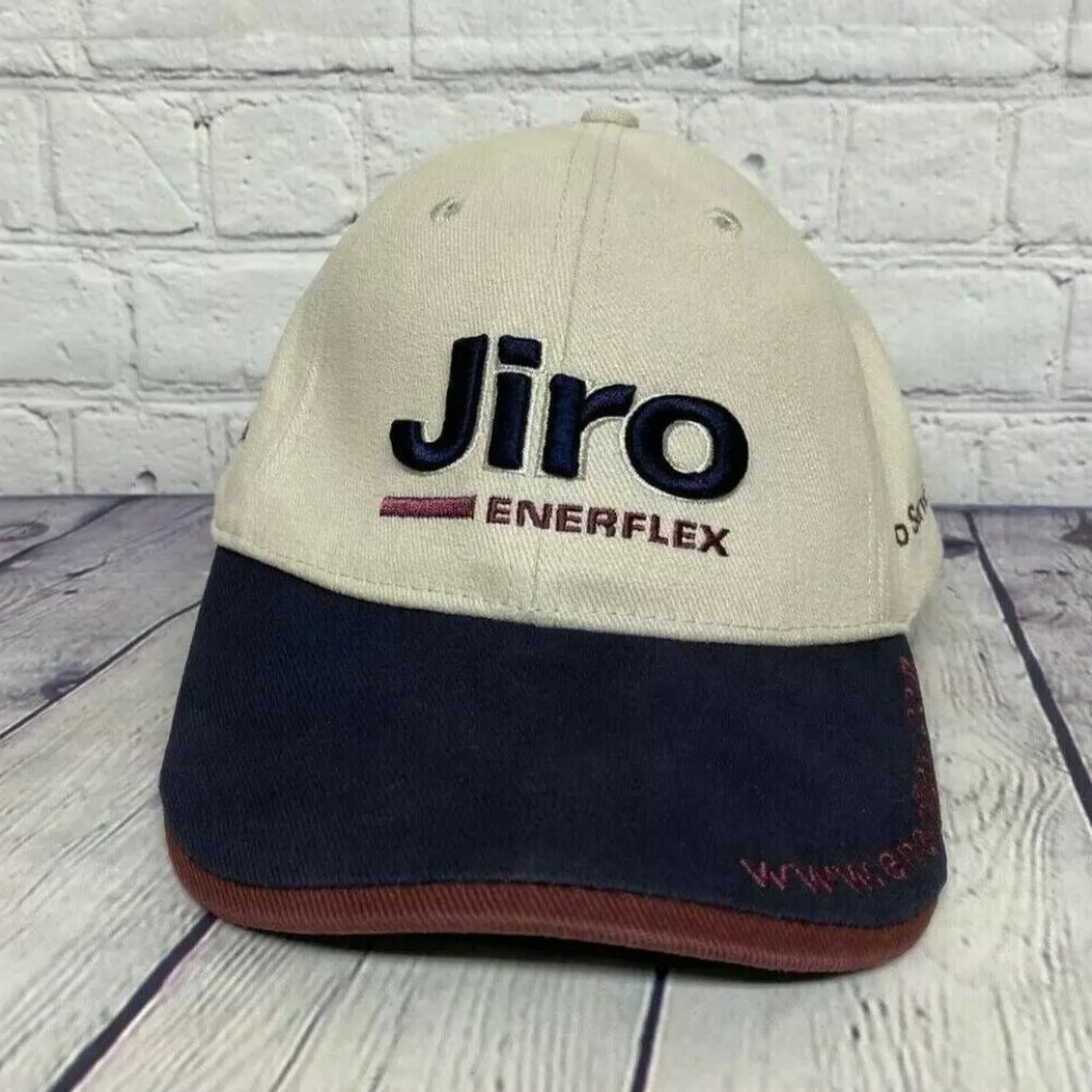 Baseball Hat Cap Jiro Service ENERFLEX Embroidered Logo Adjustable Strap Beige
